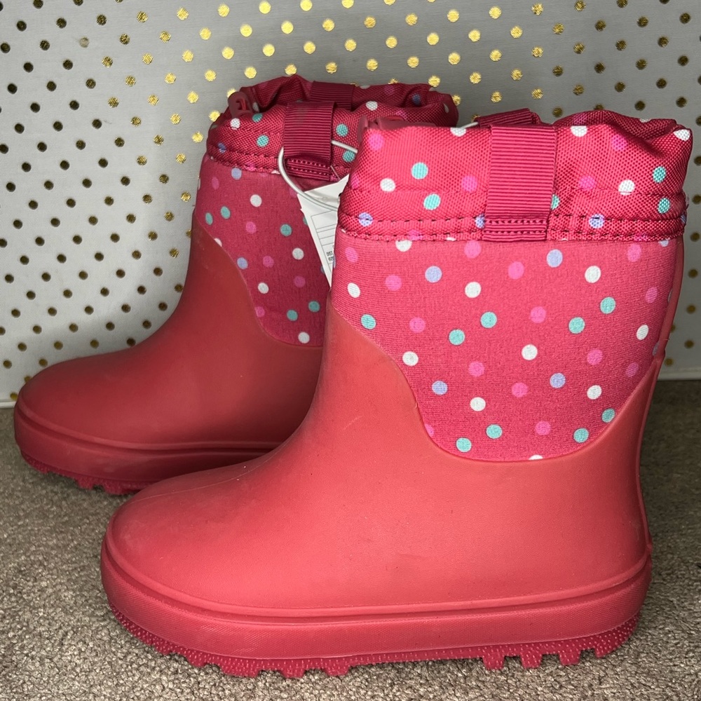 Girl’s Pink Polka Dot Rain Boot Size 12